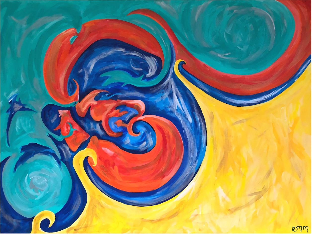 Fire & Water Intersected - Original Acrylic on Canvas